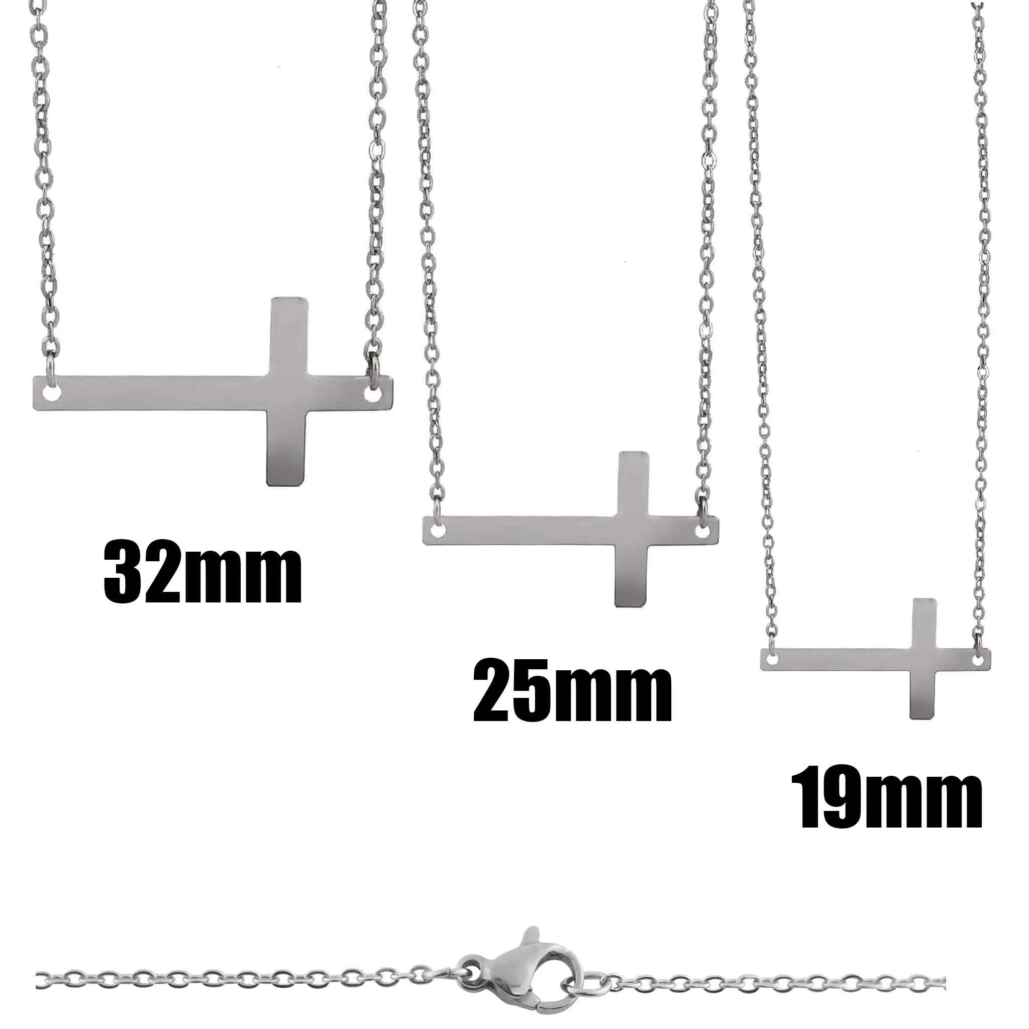 18K PVD Coated Stainless Steel Horizontal Cross Pendant Necklace / SBB0285