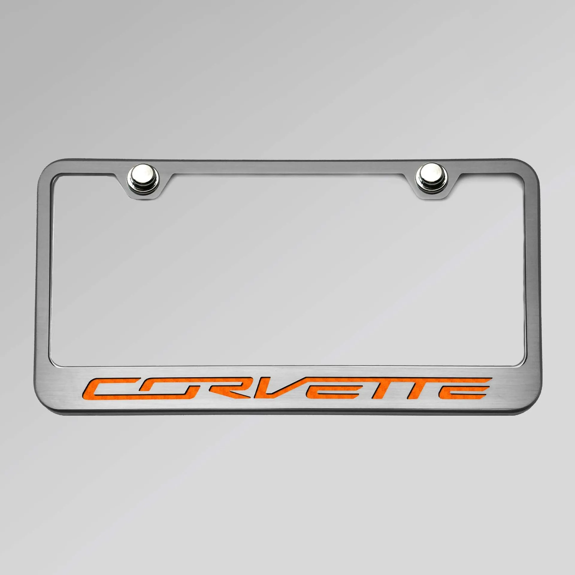 2014-2019 C7 Corvette - License Plate Frame CORVETTE Lettering - Stainless Steel