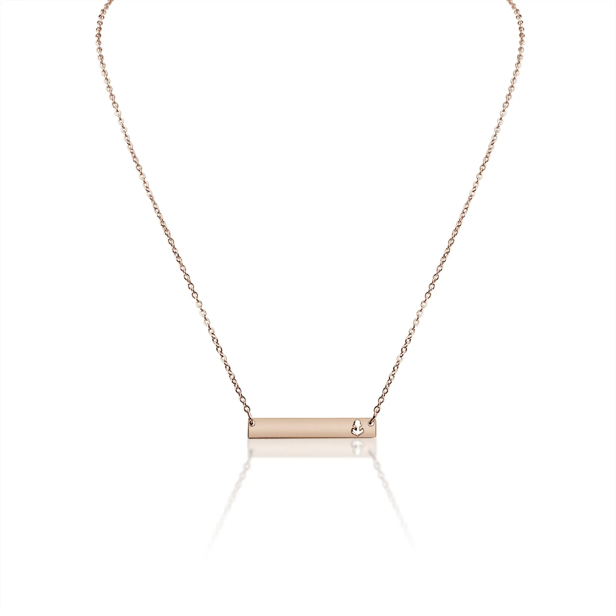Anchor Cutout Horizontal Stainless Steel Bar Necklace / SBB0157