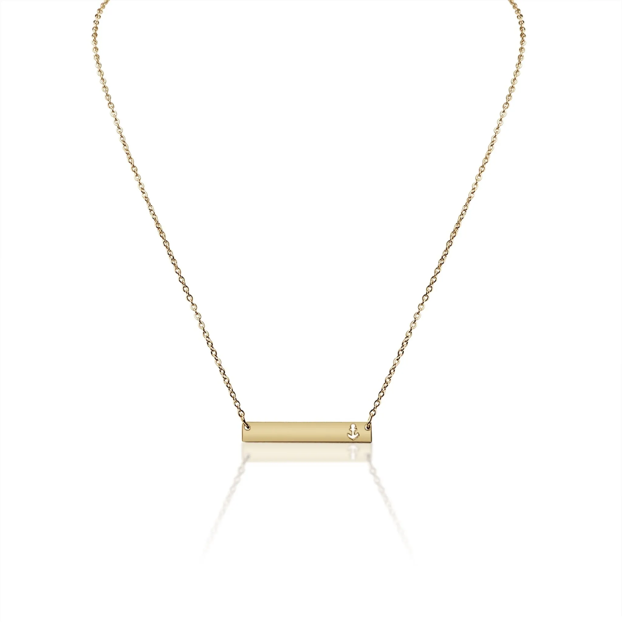 Anchor Cutout Horizontal Stainless Steel Bar Necklace / SBB0157
