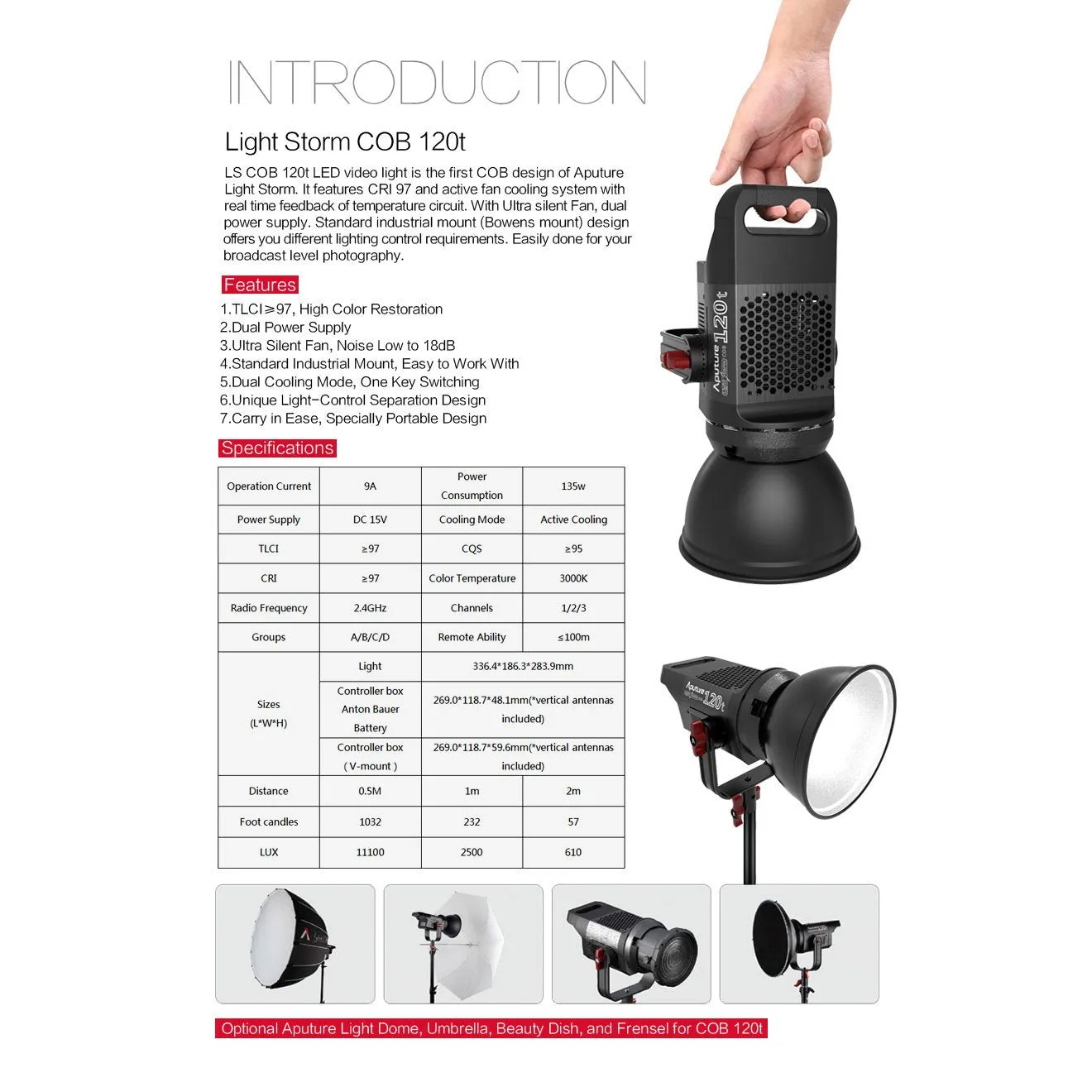 Aputure LS C120t Light Storm 3000k LED Video Studio Light (DEMO STOCK)