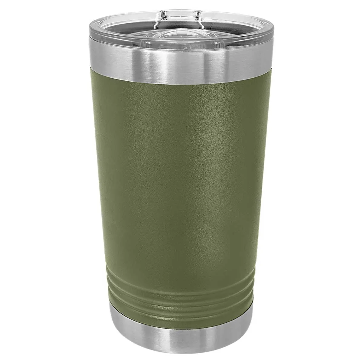 Blank 16 oz Pint Glass - Double Wall Insulated Stainless Steel Powder Coated Beer Tumblers   Lid