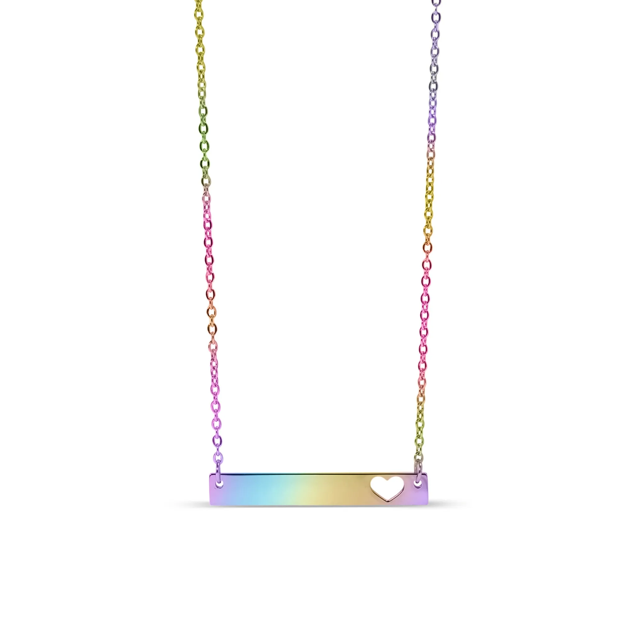 Cutout Heart Bar Polished Stainless Steel Necklace / SBB0085