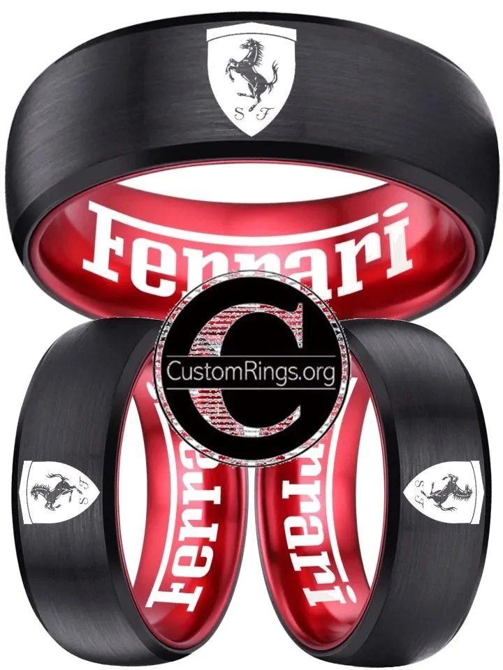 Ferrari Ring Ferrari Logo Ring Black and Red Wedding Band #ferrari #spider