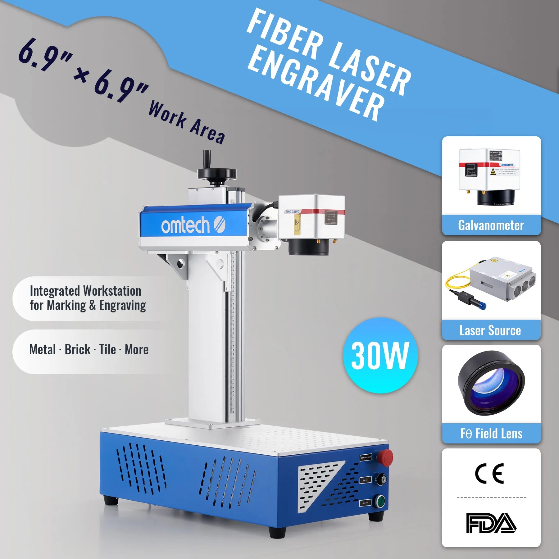 Pre-Owned FM6969-30 - 30W Split Fiber Laser Marking Engraving Machine with 6.9” x 6.9” Working Area