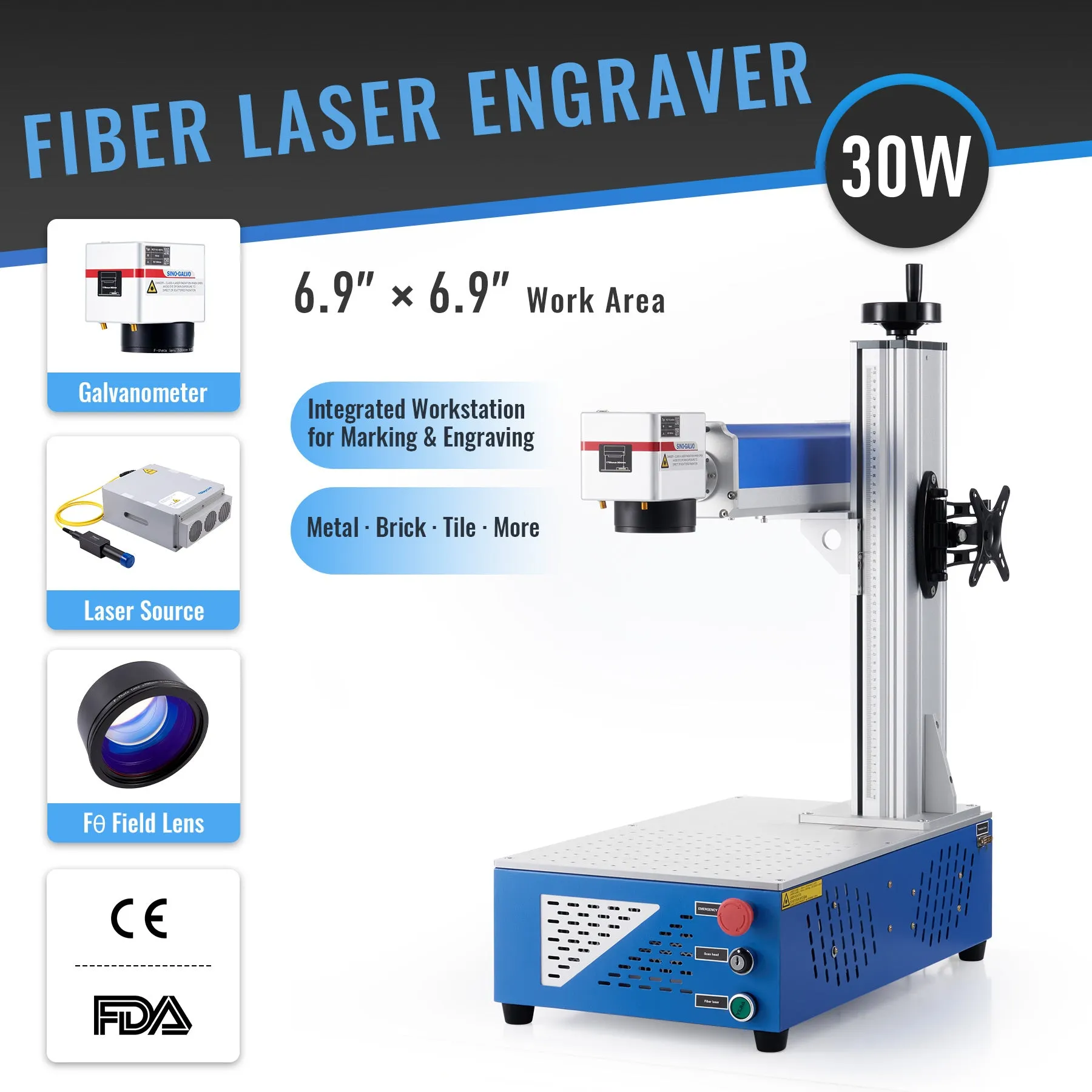 Pre-Owned FM6969-30 - 30W Split Fiber Laser Marking Engraving Machine with 6.9” x 6.9” Working Area
